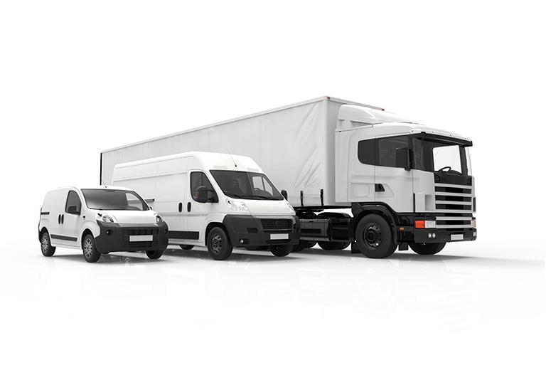Auto, van i ciężarówka w kolorze białym